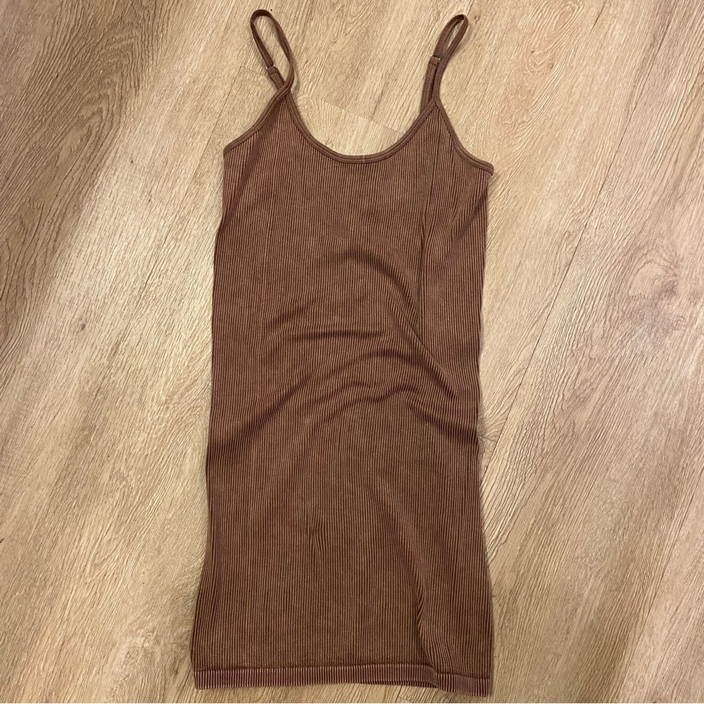 Forever 21 Brown Ribbed Mini Dress